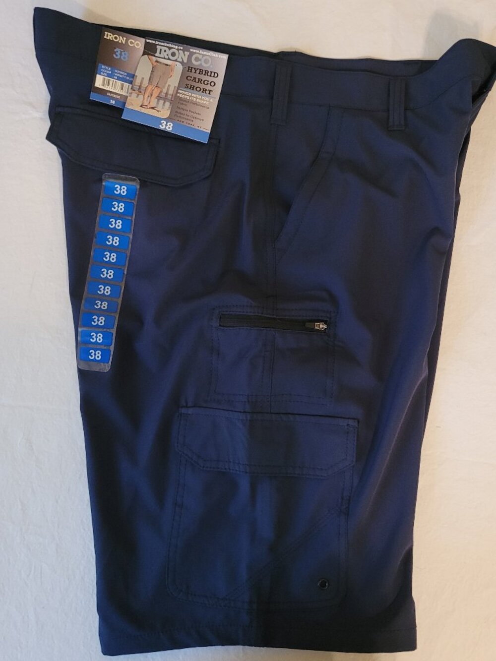 Iron Co. Hybrid Cargo Shorts Navy Blue 8 Pockets Men's 38